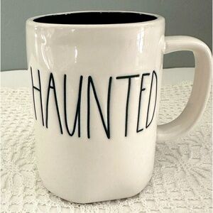 Rae Dunn Artisan Collection by Magenta Halloween HAUNTED White Mug #202